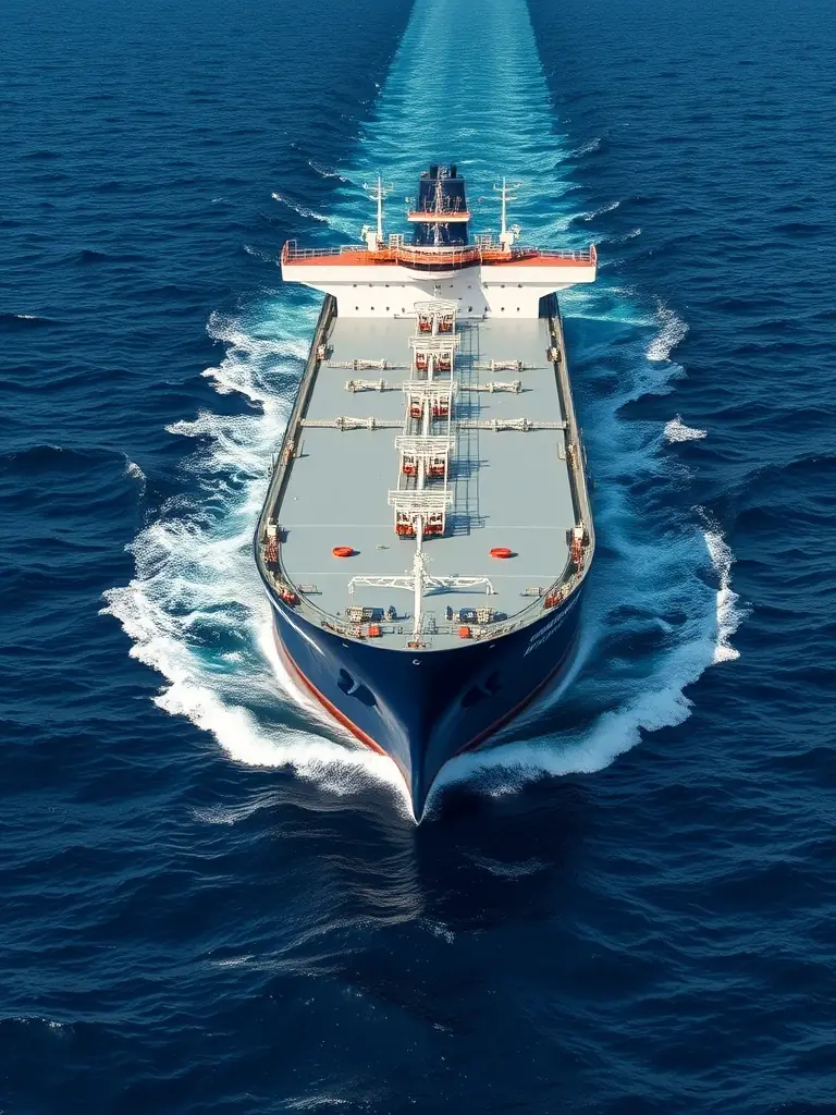 A cryogenic tanker ship transporting Liquefied Natural Gas (LNG) across the ocean, showcasing its global distribution.