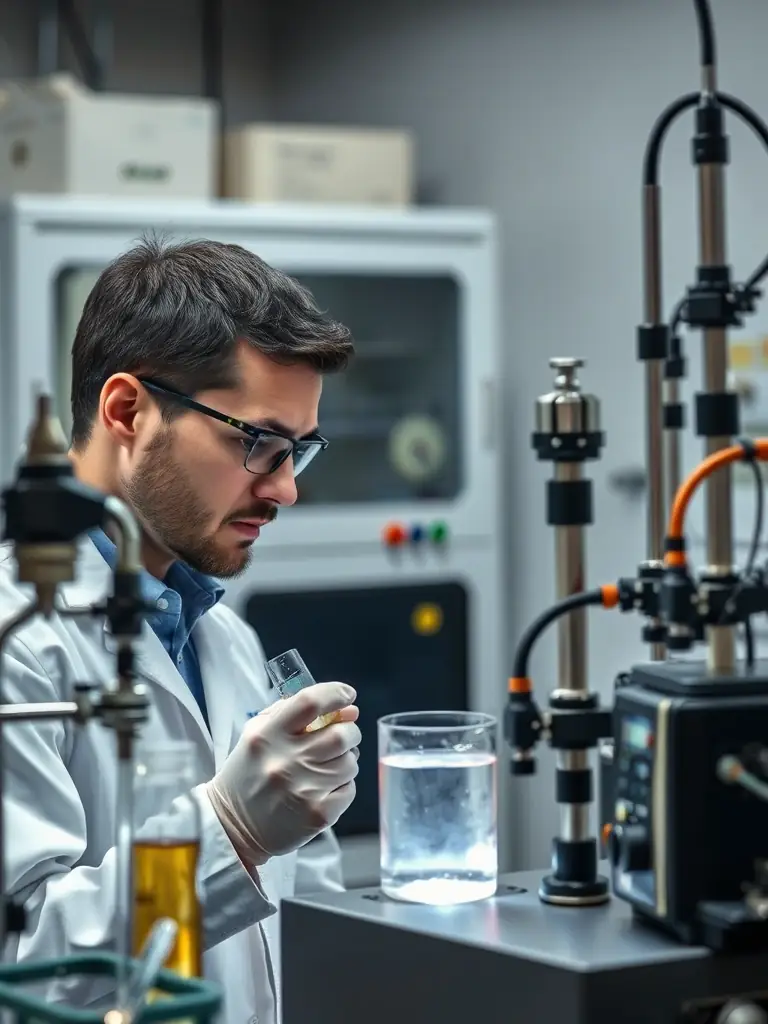A visual representation of diesel fuel undergoing a cold filter plugging point (CFPP) test in a lab, demonstrating its suitability for cold weather conditions. The image should emphasize reliability and performance.