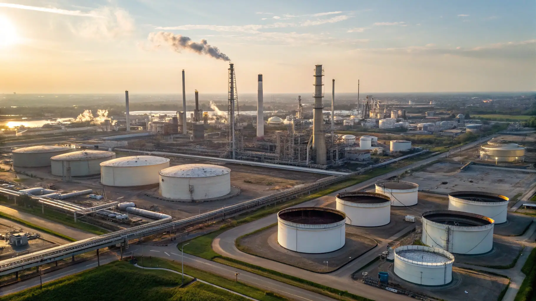 Aerial view of the GLOBAL OIL OPERATING COMPANY LTD refinery, showcasing its location and infrastructure.